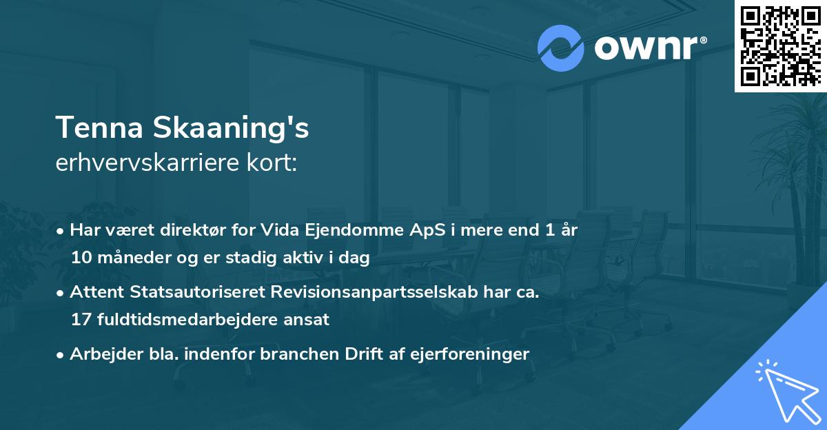 Tenna Skaaning's erhvervskarriere kort