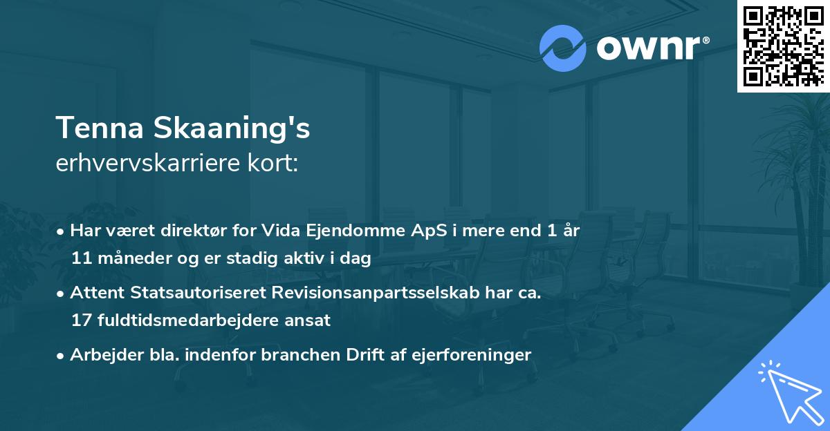 Tenna Skaaning's erhvervskarriere kort