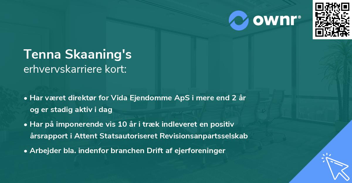 Tenna Skaaning's erhvervskarriere kort