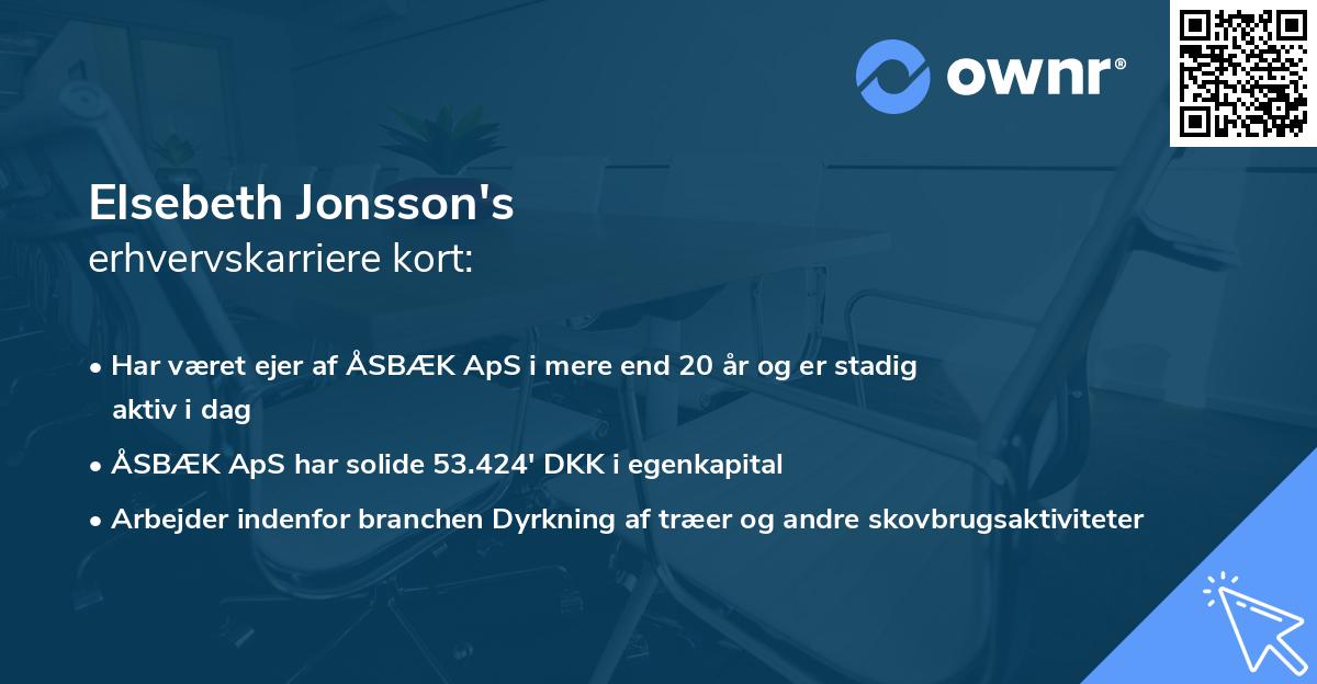 Elsebeth Jonsson's erhvervskarriere kort