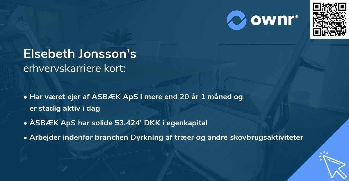Elsebeth Jonsson's erhvervskarriere kort