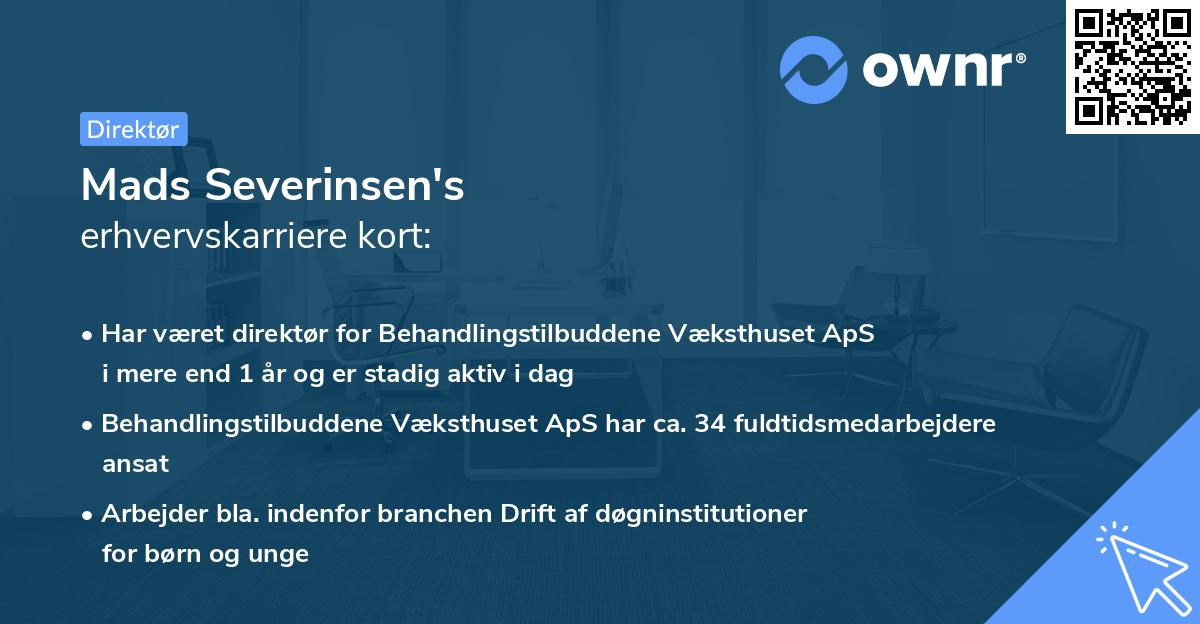 Mads Severinsen's erhvervskarriere kort