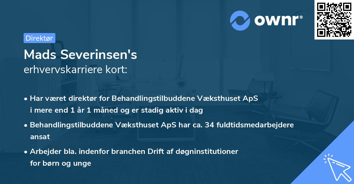 Mads Severinsen's erhvervskarriere kort