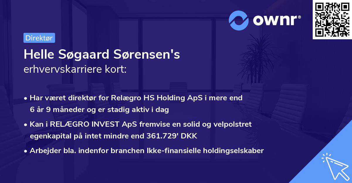 Helle Søgaard Sørensen's erhvervskarriere kort