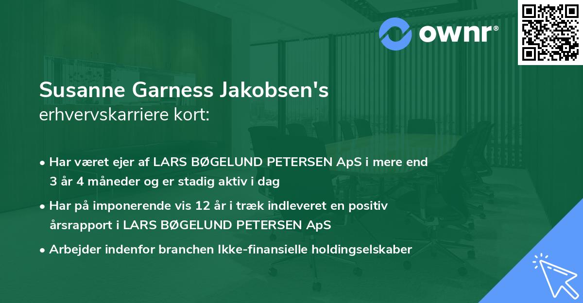 Susanne Garness Jakobsen's erhvervskarriere kort
