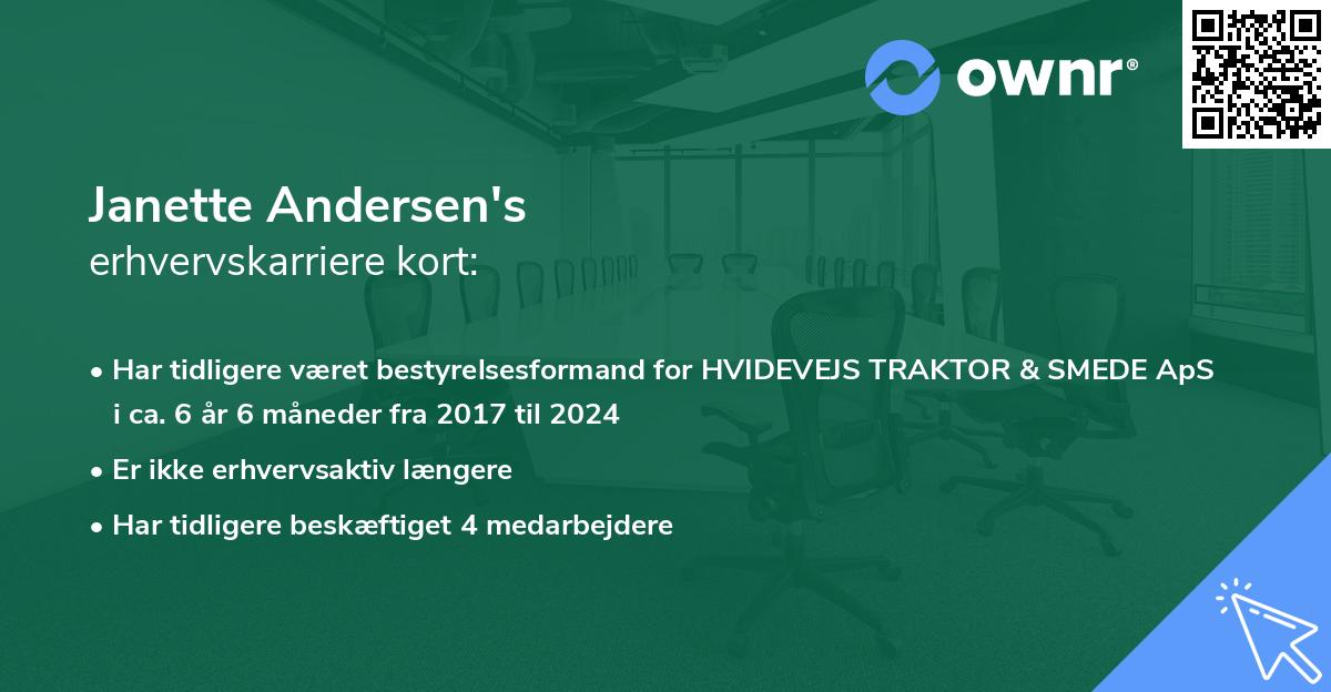 Janette Andersen's erhvervskarriere kort