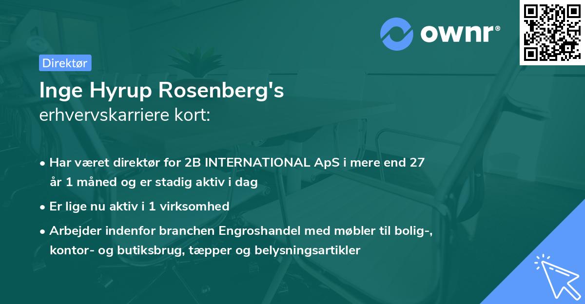 Inge Hyrup Rosenberg's erhvervskarriere kort