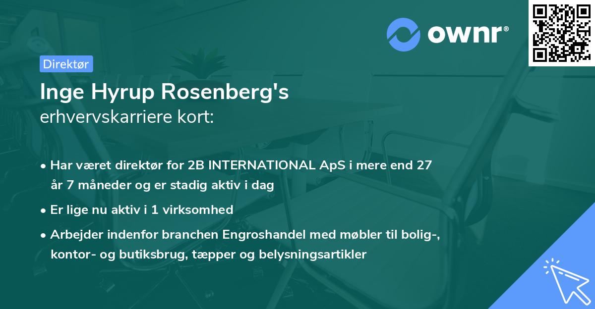 Inge Hyrup Rosenberg's erhvervskarriere kort