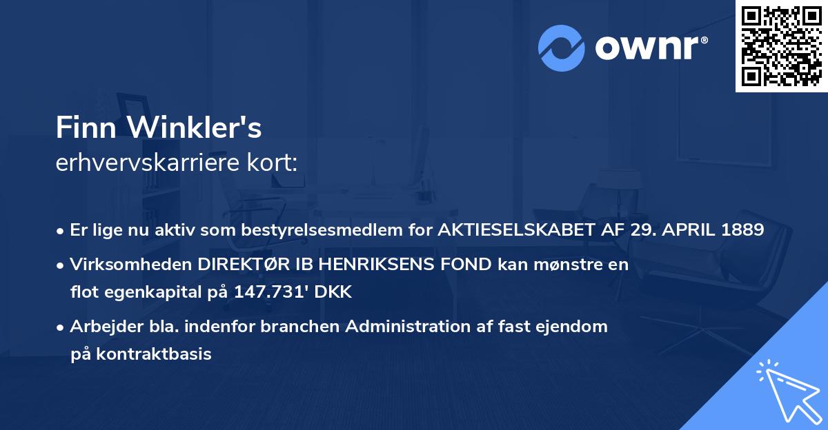 Finn Winkler's erhvervskarriere kort