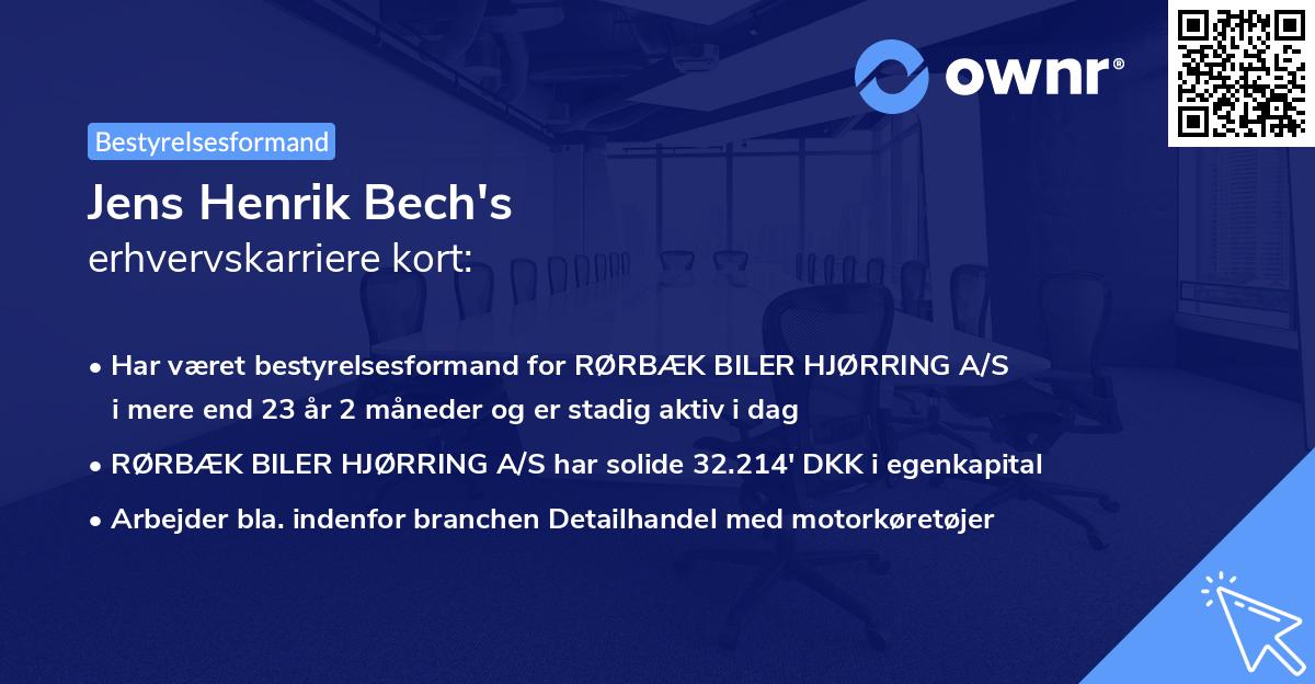 Jens Henrik Bech's erhvervskarriere kort