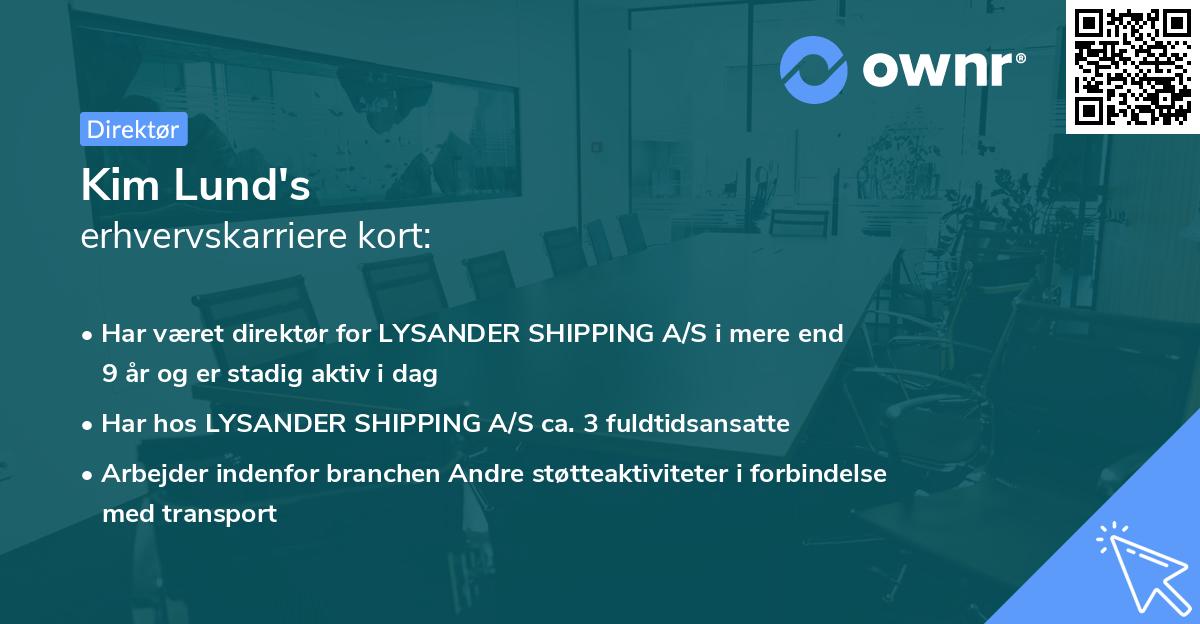 Kim Lund's erhvervskarriere kort