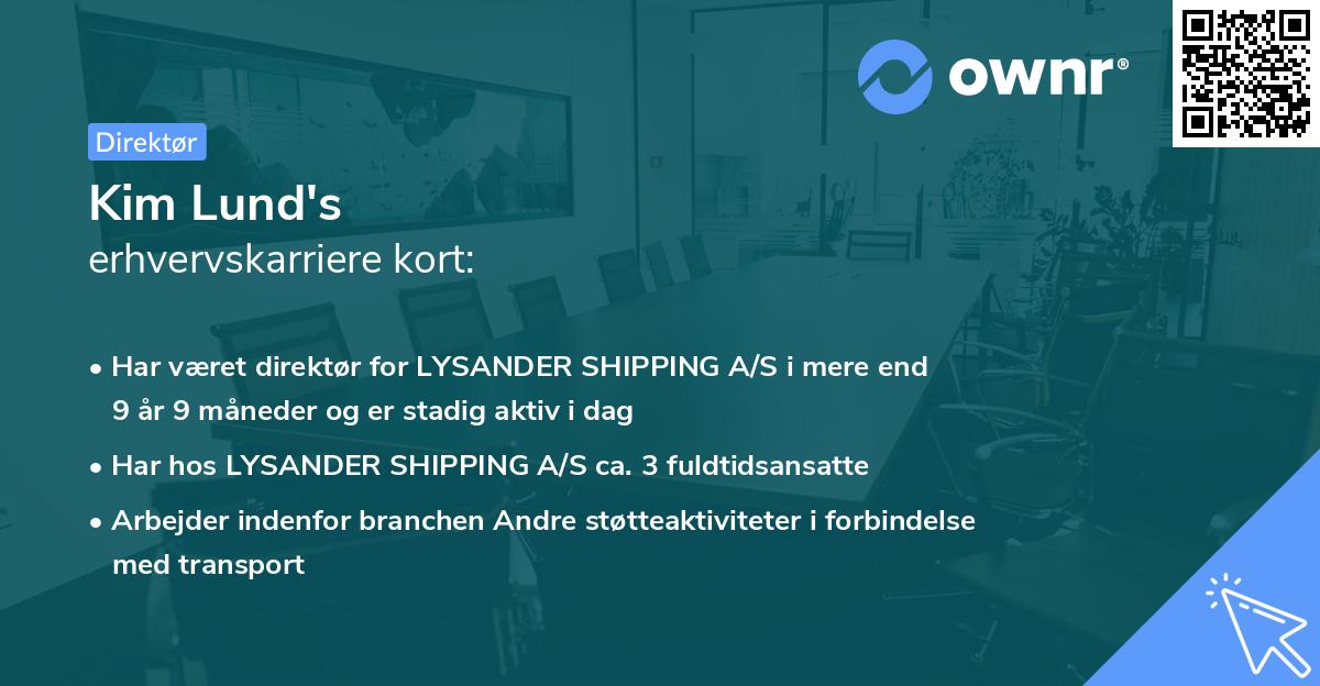 Kim Lund's erhvervskarriere kort