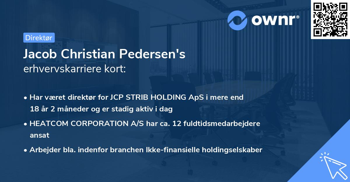 Jacob Christian Pedersen's erhvervskarriere kort