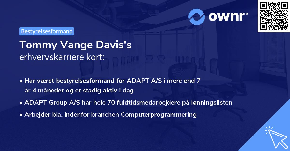 Tommy Vange Davis's erhvervskarriere kort