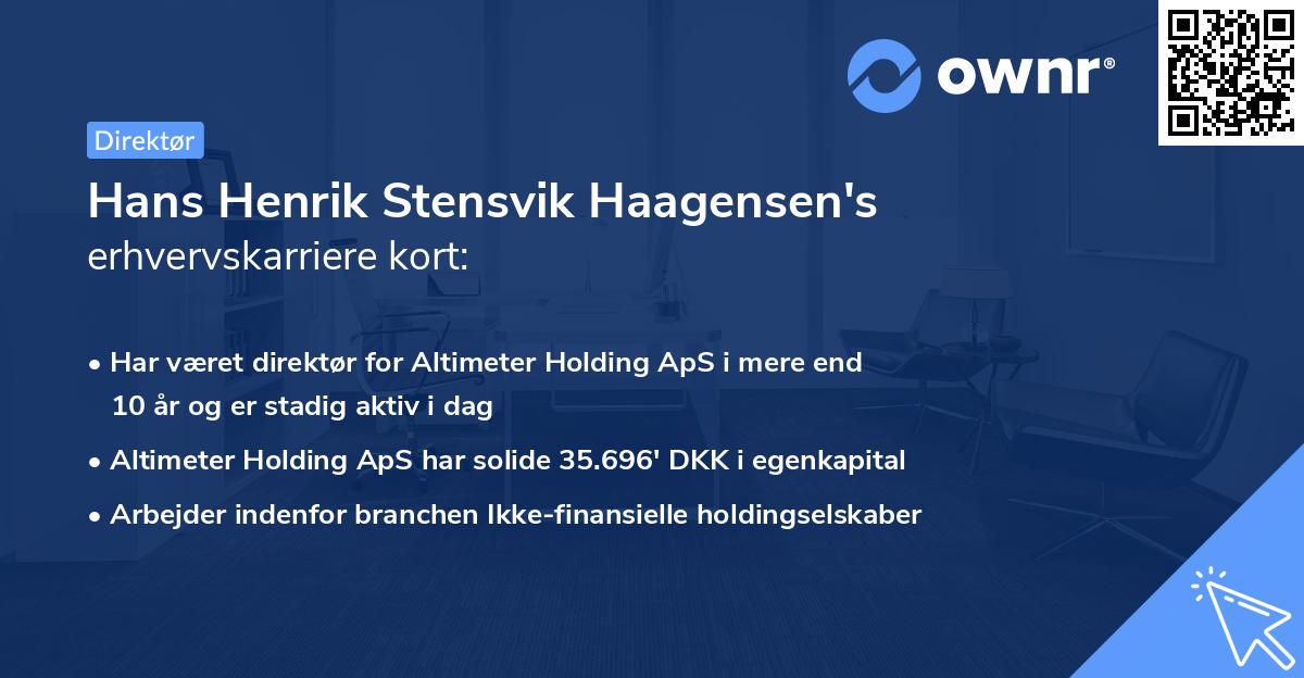 Hans Henrik Stensvik Haagensen's erhvervskarriere kort