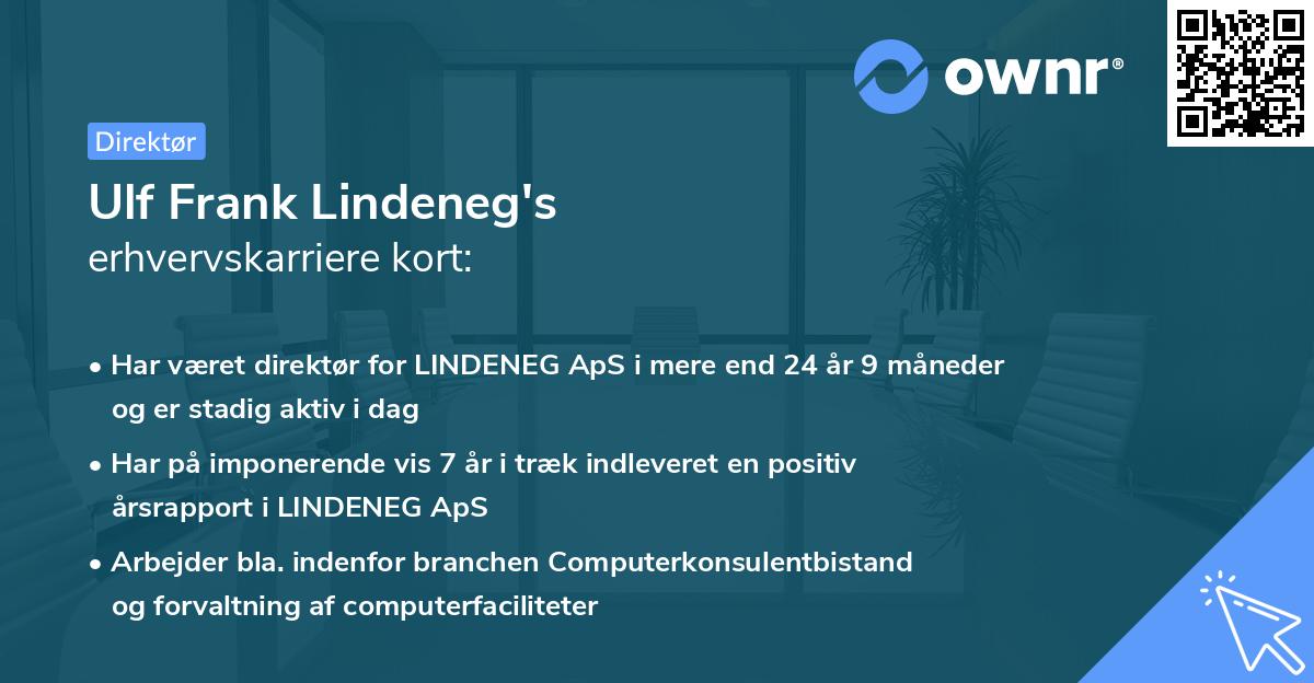 Ulf Frank Lindeneg's erhvervskarriere kort