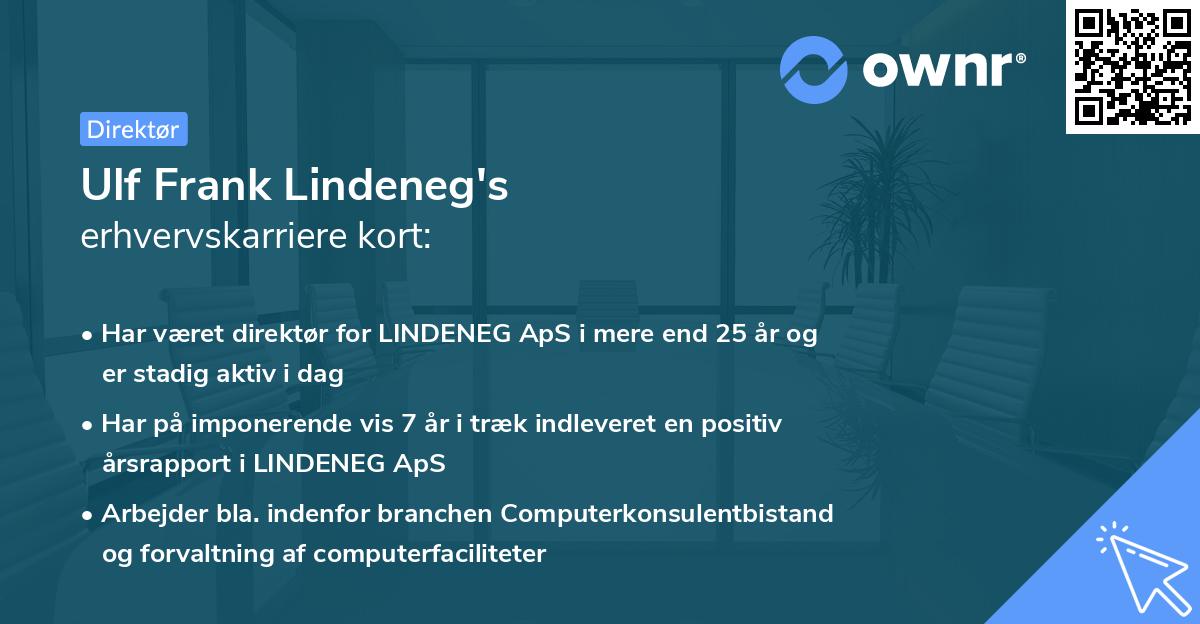 Ulf Frank Lindeneg's erhvervskarriere kort