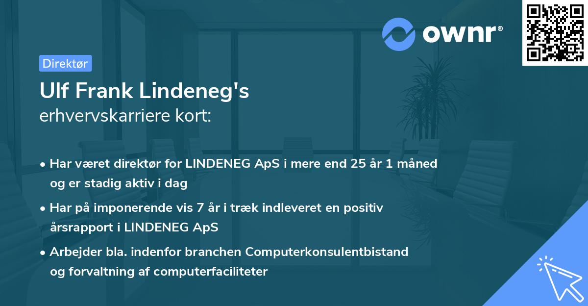 Ulf Frank Lindeneg's erhvervskarriere kort