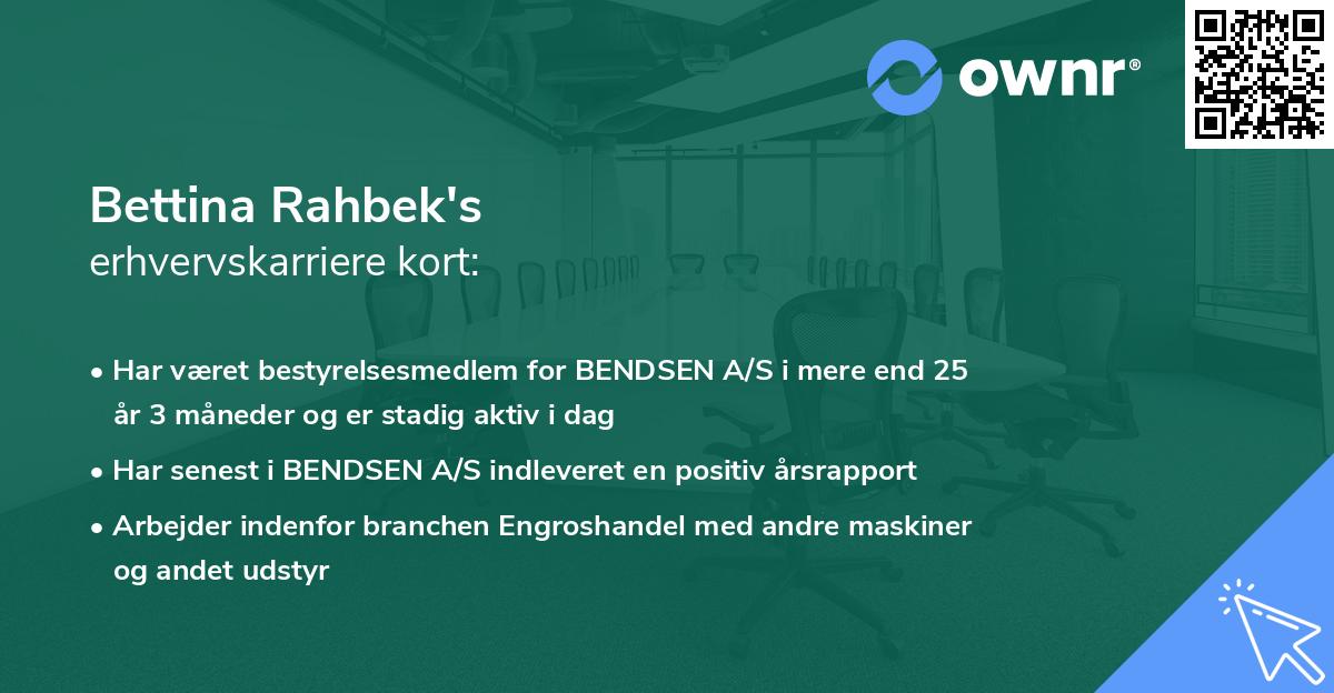 Bettina Rahbek's erhvervskarriere kort