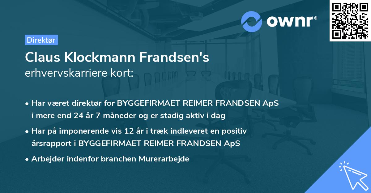 Claus Klockmann Frandsen's erhvervskarriere kort