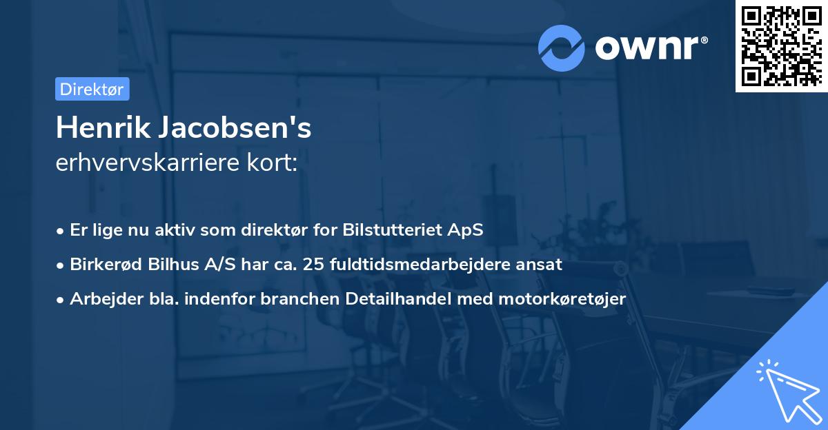 Henrik Jacobsen's erhvervskarriere kort