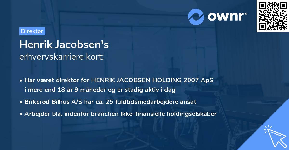 Henrik Jacobsen's erhvervskarriere kort