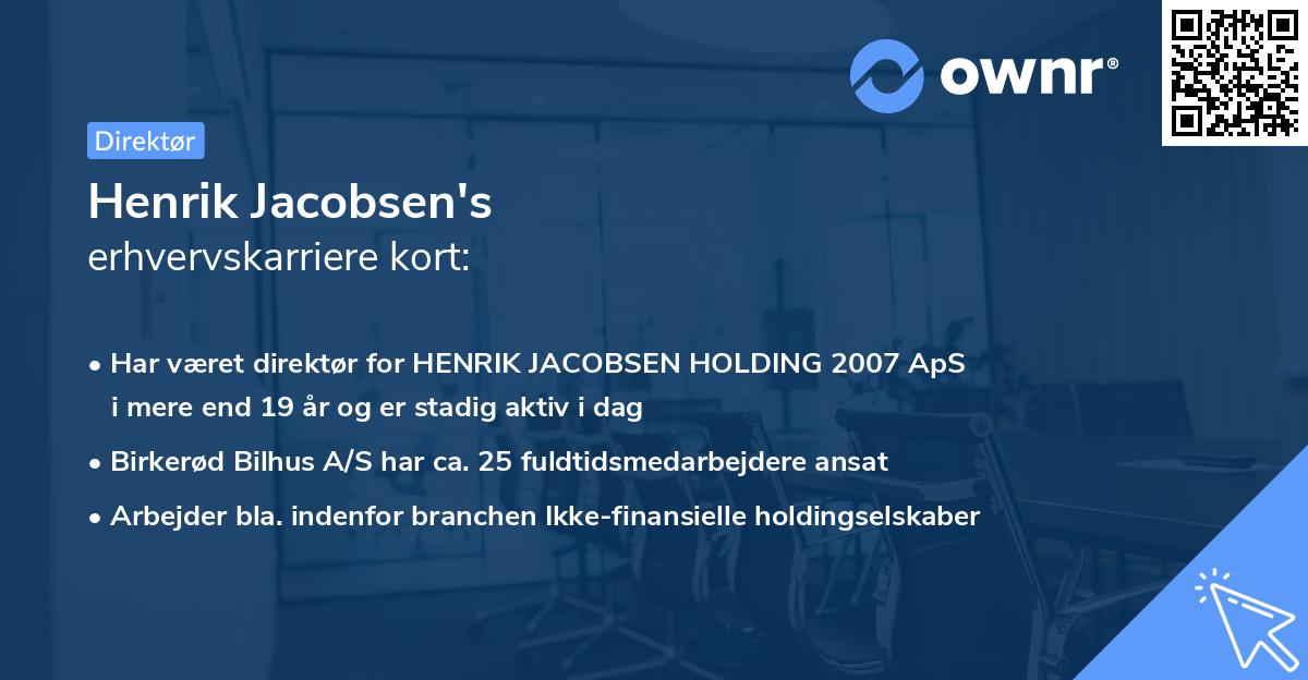 Henrik Jacobsen's erhvervskarriere kort