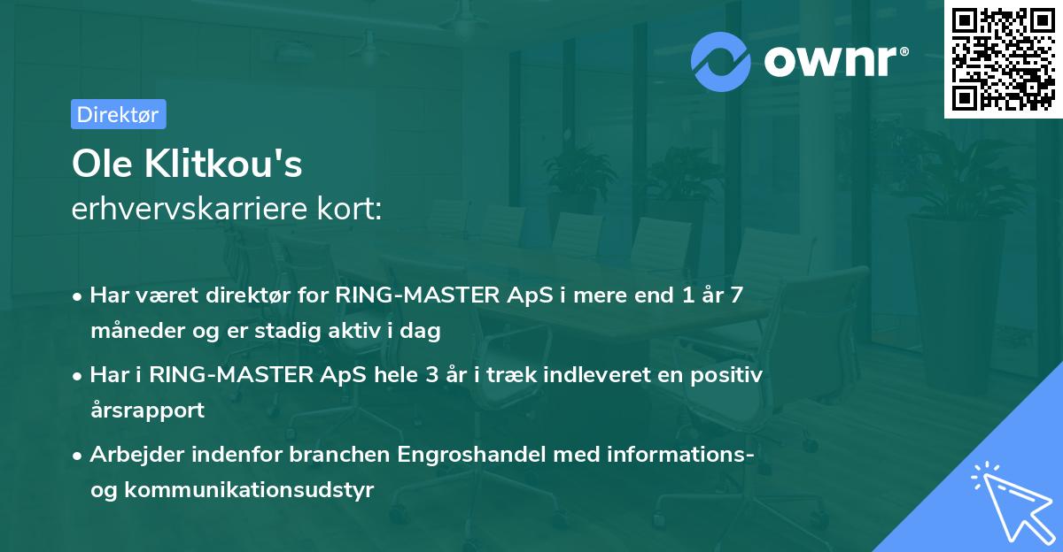Ole Klitkou's erhvervskarriere kort