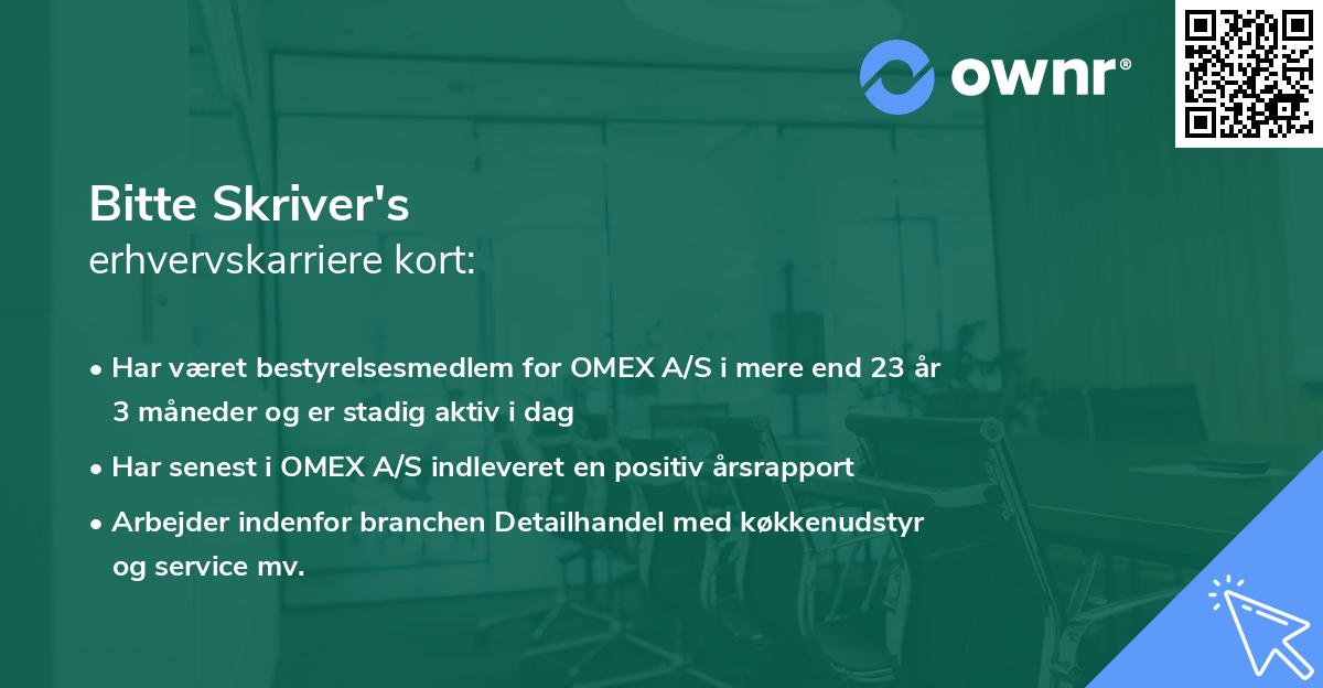 Bitte Skriver's erhvervskarriere kort