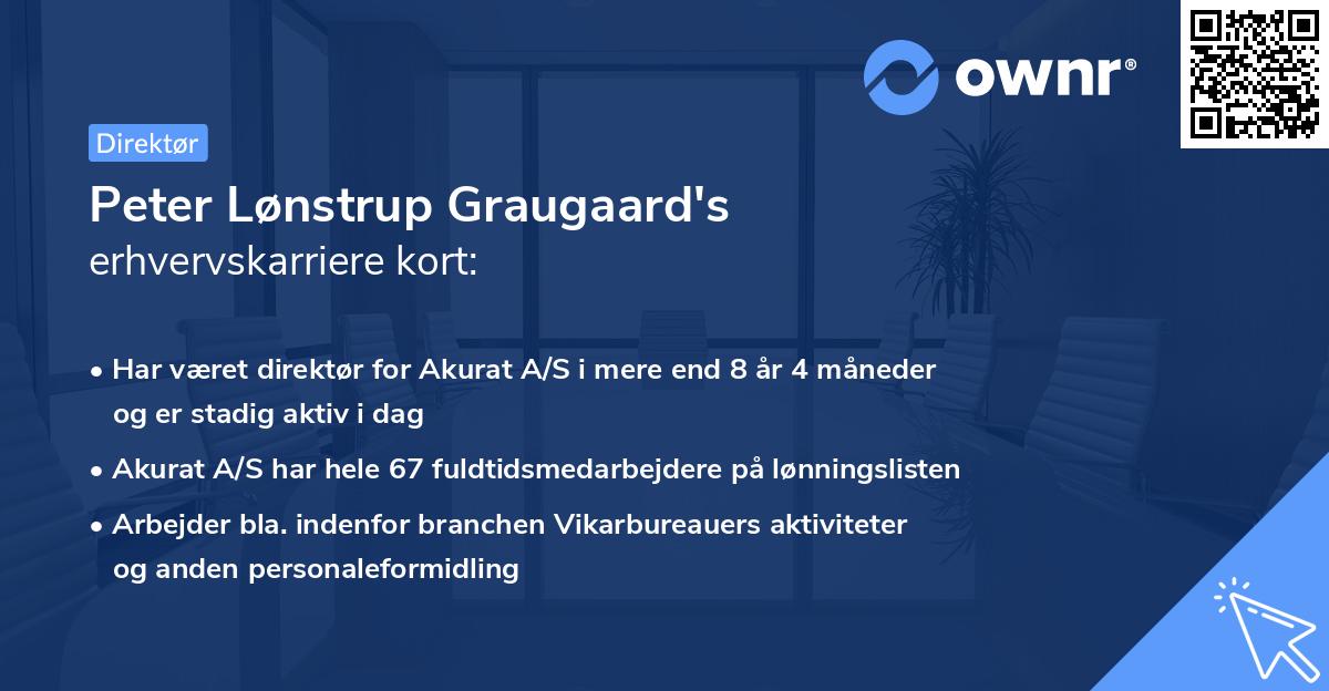 Peter Lønstrup Graugaard's erhvervskarriere kort