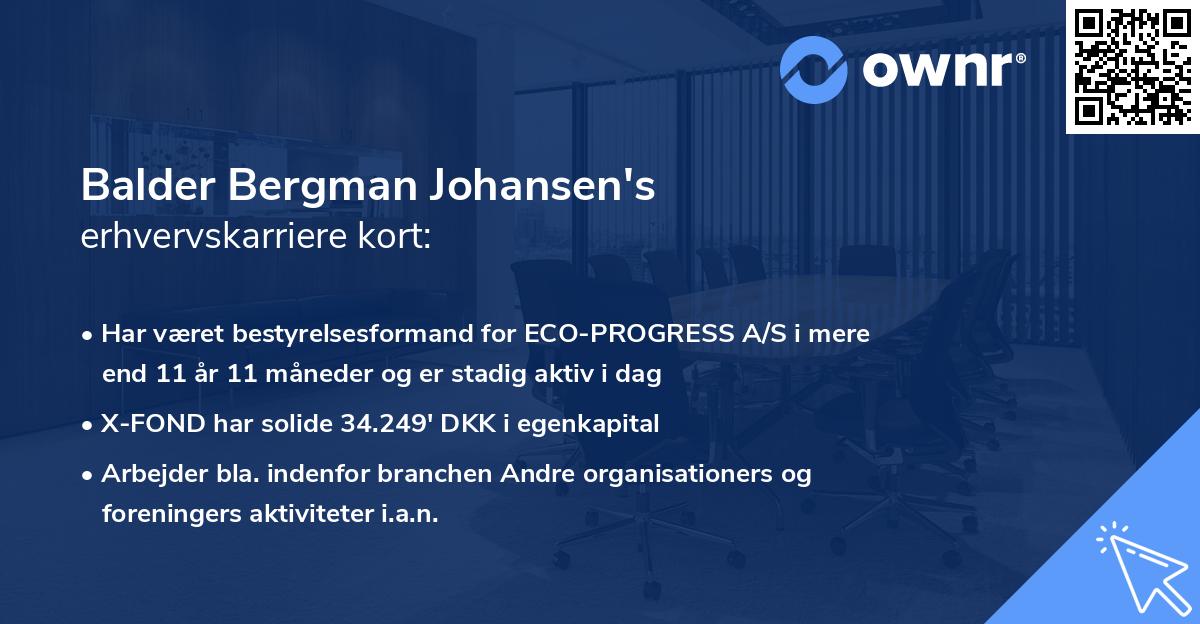 Balder Bergman Johansen's erhvervskarriere kort