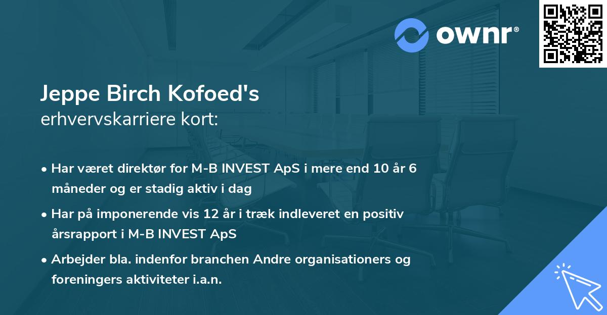 Jeppe Birch Kofoed's erhvervskarriere kort