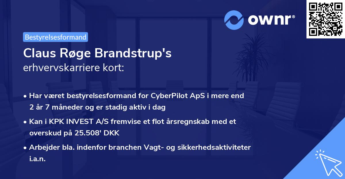 Claus Røge Brandstrup's erhvervskarriere kort