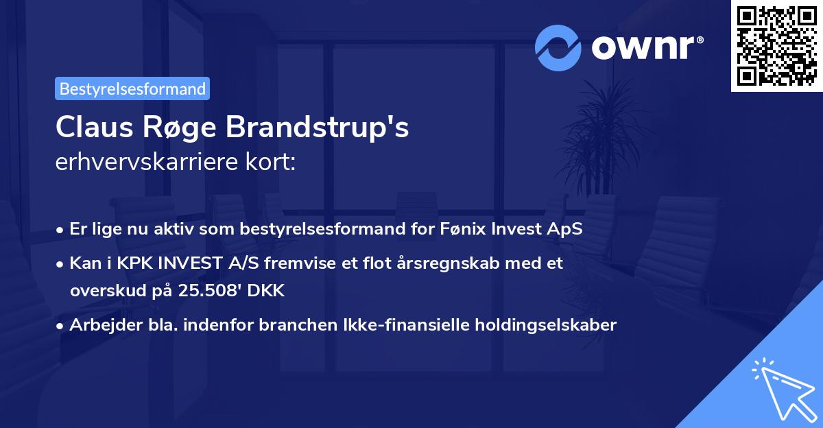 Claus Røge Brandstrup's erhvervskarriere kort