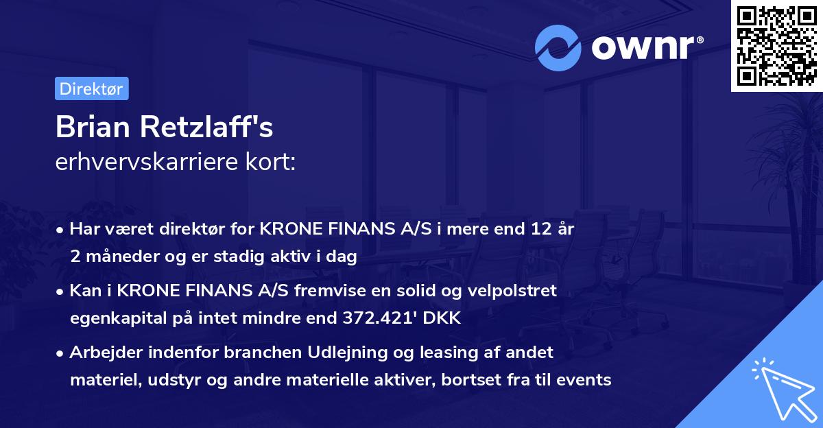 Brian Retzlaff's erhvervskarriere kort