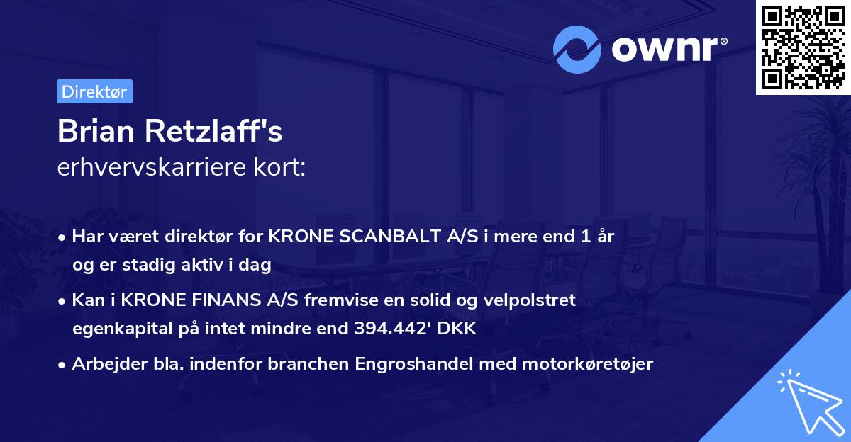 Brian Retzlaff's erhvervskarriere kort