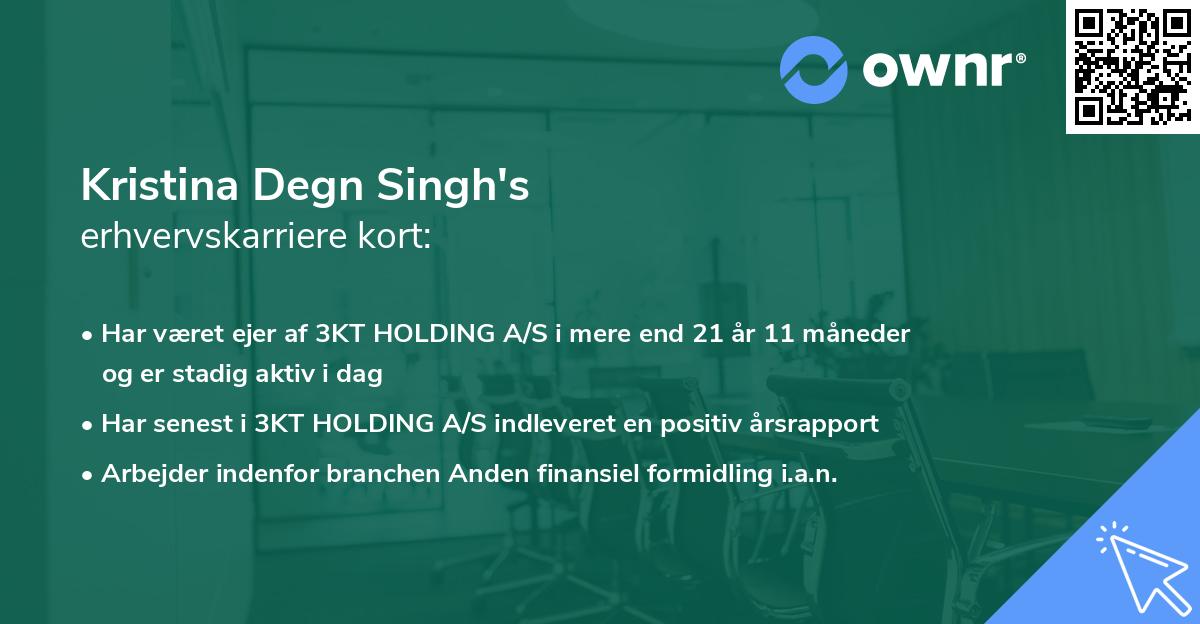 Kristina Degn Singh's erhvervskarriere kort
