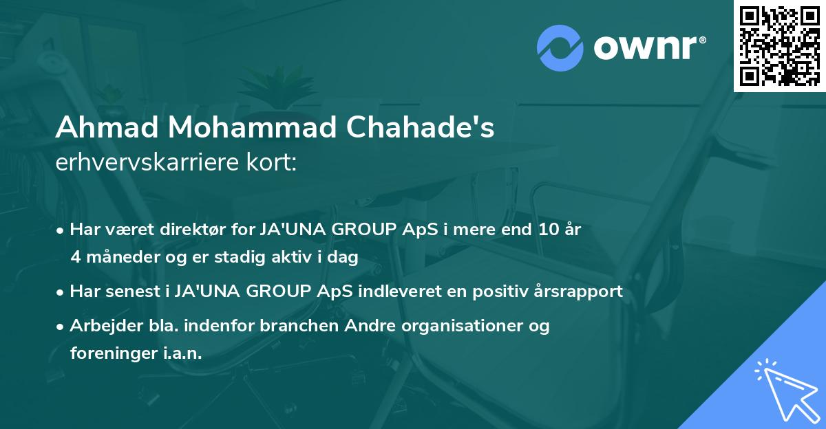 Ahmad Mohammad Chahade's erhvervskarriere kort