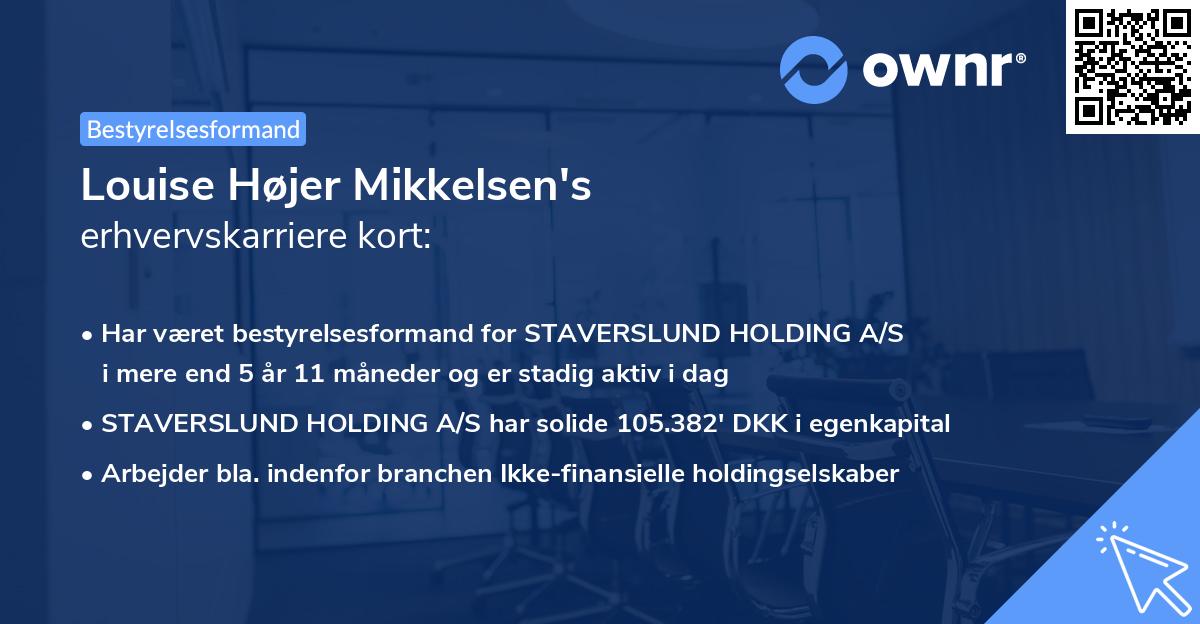 Louise Højer Mikkelsen's erhvervskarriere kort