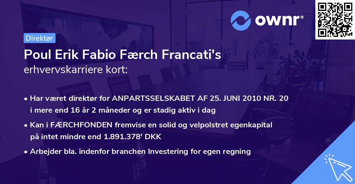 Poul Erik Fabio Færch Francati's erhvervskarriere kort