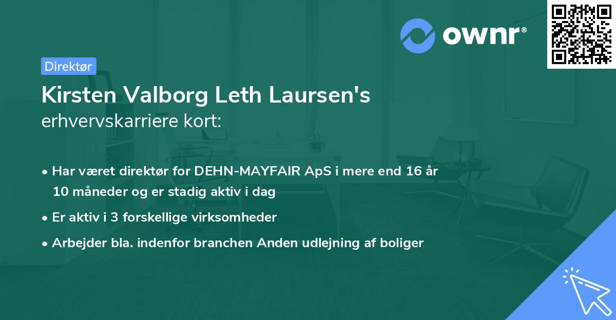 Kirsten Valborg Leth Laursen's erhvervskarriere kort
