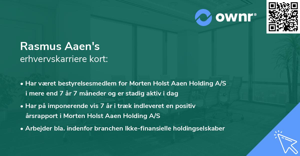 Rasmus Aaen's erhvervskarriere kort