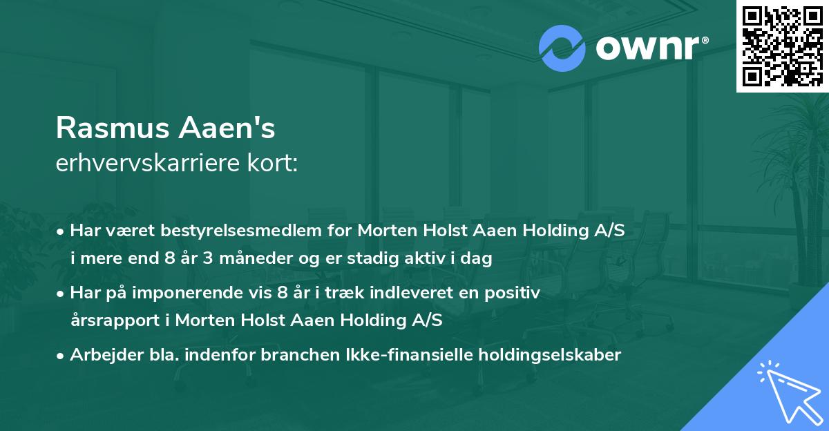 Rasmus Aaen's erhvervskarriere kort