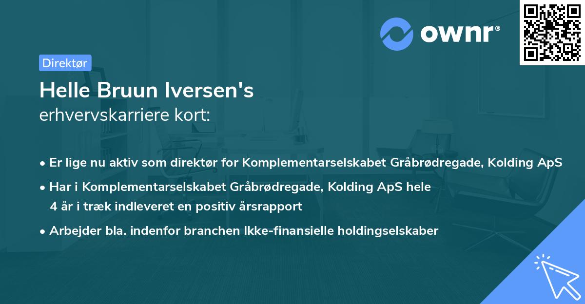 Helle Bruun Iversen's erhvervskarriere kort