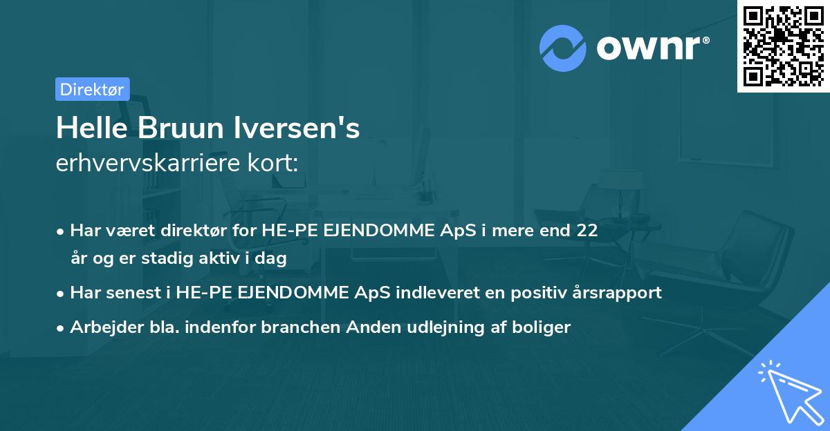 Helle Bruun Iversen's erhvervskarriere kort