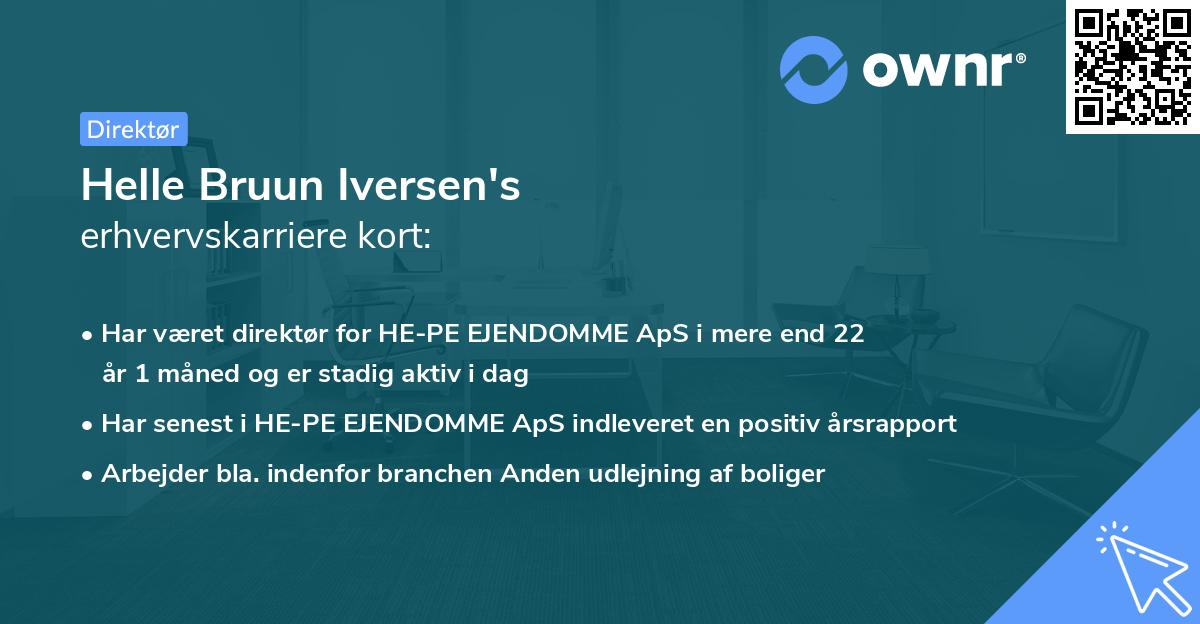 Helle Bruun Iversen's erhvervskarriere kort