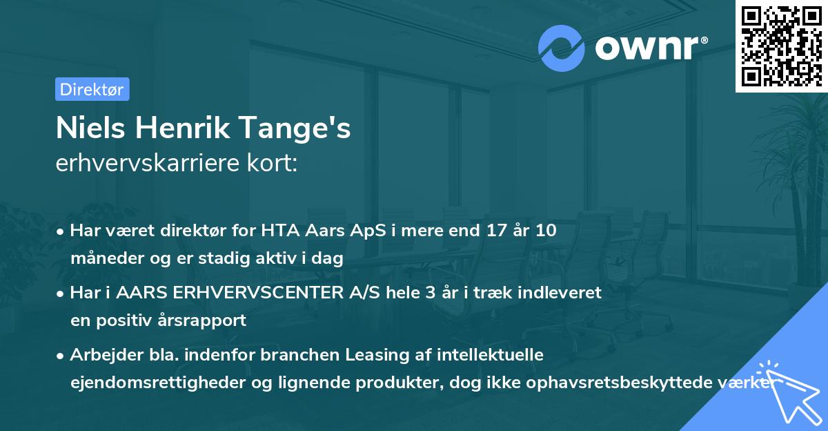 Niels Henrik Tange's erhvervskarriere kort