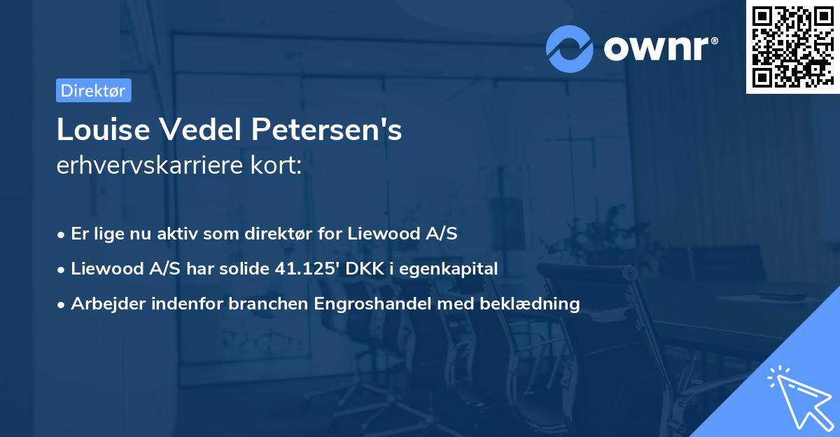 Louise Vedel Petersen's erhvervskarriere kort