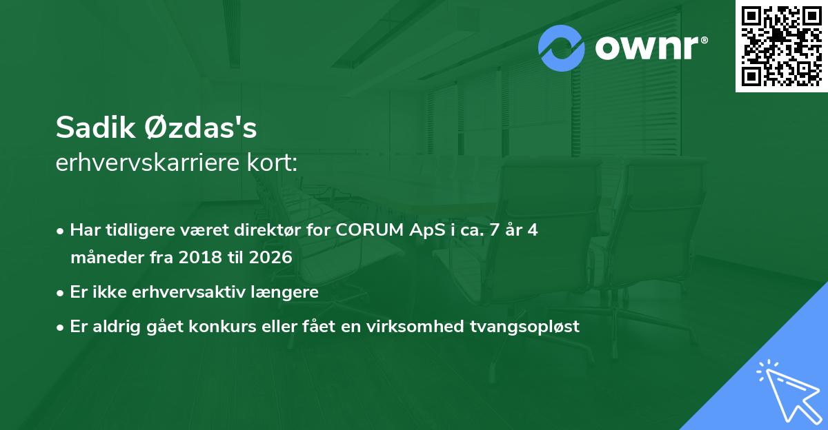 Sadik Øzdas's erhvervskarriere kort