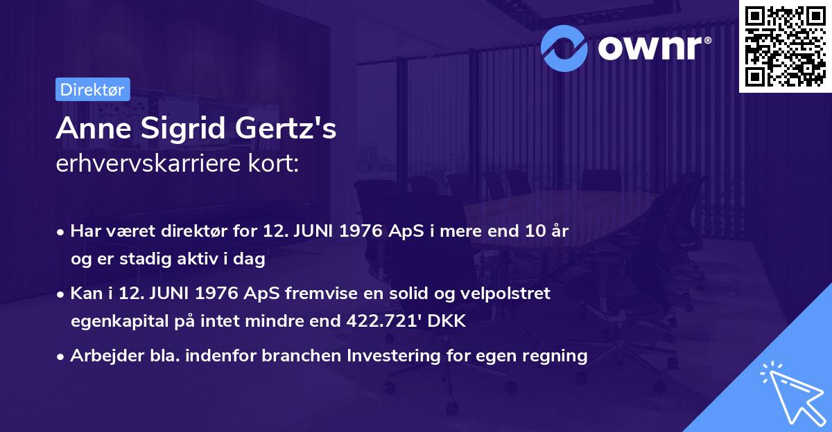 Anne Sigrid Gertz's erhvervskarriere kort
